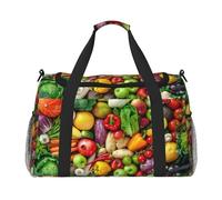 Borsa da viaggio a mano con frutta e verdura fresca, grande borsa per la spesa riutilizzabile, perfetta per attività all'aperto, sport, campeggio e generi alimentari, nero, Taglia unica