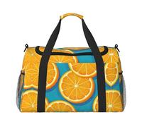 Borsa da viaggio a mano con frutta fresca e arancia, grande borsa per la spesa riutilizzabile, perfetta per attività all'aperto, sport, campeggio e generi alimentari, nero, Taglia unica