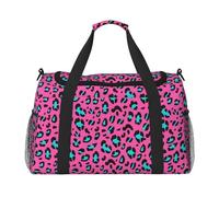 Borsa da viaggio a mano con grazioso leopardo, grande, riutilizzabile, perfetta per attività all'aperto, sport, campeggio e generi alimentari, nero, Taglia unica