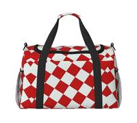 Borsa da viaggio a mano con griglia a reticolo rosa, grande, riutilizzabile, ideale per campeggio, sport, palestra e attività all'aperto, Nero , Taglia unica