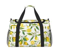 Borsa da viaggio a mano con limoni tropicali, grande, riutilizzabile, perfetta per attività all'aperto, sport, campeggio e generi alimentari, nero, Taglia unica