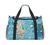 Borsa da viaggio a mano con mappa della Grecia, grande, riutilizzabile, perfetta per attività all'aperto, sport, campeggio e generi alimentari, nero, Taglia unica