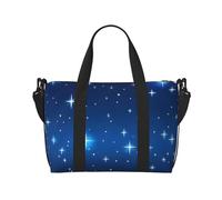 Borsa da viaggio a mano con motivo a stelle blu. Per uomini e donne. Materiale durevole e design elegante, adatta per viaggi d'affari e tempo libero, nero, taglia unica