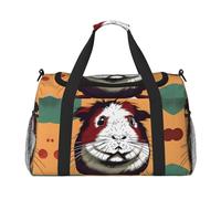 Borsa da viaggio a mano con motivo porcellino d'India, grande borsa per la spesa riutilizzabile, perfetta per attività all'aperto, sport, campeggio e generi alimentari, nero, Taglia unica
