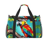 Borsa da viaggio a mano con pappagalli sull'albero, grande borsa per la spesa riutilizzabile, perfetta per attività all'aperto, sport, campeggio e generi alimentari, nero, Taglia unica