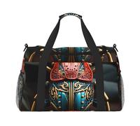 Borsa da viaggio a mano con scarabeo colorato. Design alla moda, grande capacità di archiviazione, adatta per viaggi di lavoro e viaggi brevi, nera, taglia unica