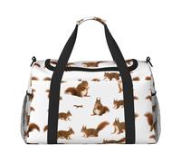 Borsa da viaggio a mano con scoiattolo, grande, riutilizzabile, perfetta per attività all'aperto, sport, campeggio e generi alimentari, nero, Taglia unica