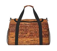 Borsa da viaggio a mano con sfondo in mattoni industriali, grande borsa riutilizzabile per la spesa, perfetta per attività all'aperto, sport, campeggio e generi alimentari, nero, Taglia unica