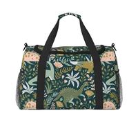 Borsa da viaggio a mano con simpatico dinosauro, grande, riutilizzabile, perfetta per attività all'aperto, sport, campeggio e generi alimentari, nero, Taglia unica