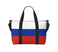 Borsa da viaggio a mano con stampa della bandiera russa con cerniera Weekender Borsa da notte per donne uomini Carry On