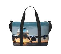 Borsa da viaggio a mano con stampa di aeroplano in The Evening Light Print con cerniera Weekender Borsa da notte per donne uomini Carry On