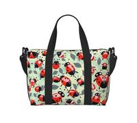 Borsa da viaggio a mano con stampa di coccinelle con motivo a cartoni animati con cerniera, borsa per la notte per donne e uomini