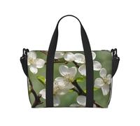 Borsa da viaggio a mano con stampa di fiori di corniolo primaverile, borsa sportiva da palestra, borsa da notte, borsa da viaggio da spiaggia, borsa da weekender, per donne e uomini, nera, taglia