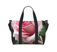 Borsa da viaggio a mano con stampa di fiori di rosa con cerniera, borsa per la notte per donne e uomini