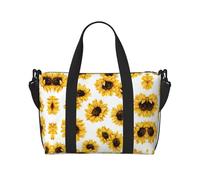 Borsa da viaggio a mano con stampa di girasole, borsa sportiva da palestra, borsa da notte, borsa da viaggio da spiaggia, borsa da fine settimana per donne e uomini, nera, taglia unica, Nero, One Size