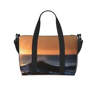 Borsa da viaggio a mano con stampa di onde sul mare con stampa di ultimi raggi di sole con cerniera Weekender borsa da notte per donne uomini Carry On
