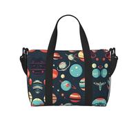 Borsa da viaggio a mano con stampa di pianeti dello spazio esterno con cerniera borsa per la notte per donne uomini Carry On