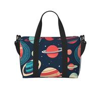 Borsa da viaggio a mano con stampa di pianeti dello spazio esterno, con cerniera, borsa per la notte per donne e uomini