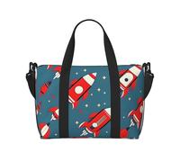 Borsa da viaggio a mano con stampa di razzi dei cartoni animati con cerniera borsa da viaggio per la notte per donne uomini Carry On