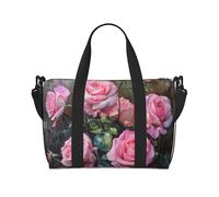 Borsa da viaggio a mano con stampa di rose fresche rosa con cerniera Weekender borsa da notte per donne uomini Carry On