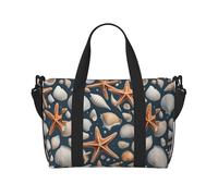 Borsa da viaggio a mano con stampa di stelle marine e conchiglie con cerniera Weekender borsa da notte per donne uomini Carry On
