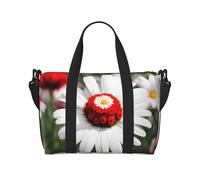 Borsa da viaggio a mano con stampa floreale e margherita bianca con cerniera borsa da viaggio per donne e uomini