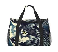 Borsa da viaggio a mano con stampa lupo notte luna borsa da viaggio Weekender Pernottamento Carry On Tote pieghevole Crossbody Bag