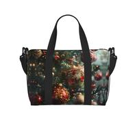 Borsa da viaggio a mano con stampa Merry Christmas con cerniera Weekender borsa da notte per donne uomini Carry On