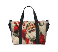 Borsa da viaggio a mano con stampa Merry Christmas con cerniera Weekender borsa da notte per donne uomini Carry On