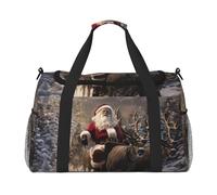Borsa da viaggio a mano con stampa Merry Christmas Weekender Pernottamento Carry On Tote pieghevole Crossbody Bag