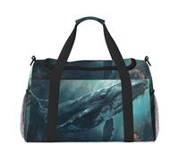 Borsa da viaggio a mano di grande capacità con stampa balena sottomarina ampia borsa da viaggio per il fine settimana dell'aereo