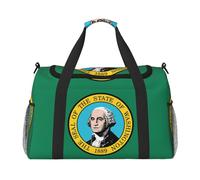 Borsa da viaggio a mano di grande capacità con stampa con bandiera di Washington e ampio spazio per il fine settimana dell'aereo