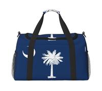 Borsa da viaggio a mano di grande capacità con stampa della bandiera della Carolina del Sud e ampio spazio per il fine settimana dell'aereo
