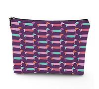 Borsa da viaggio a tema alla moda, borsa per cosmetici, oggetti alla moda con scarpe con tacco alto, borsa per il trucco in lino, ottimo regalo per viaggi, viola bianco, 17,8 x 22,9 cm, Multicolore 1,