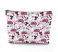 Borsa da viaggio a tema alla moda, borsa per cosmetici, oggetti alla moda con scarpe con tacco alto, borsa per il trucco in lino, ottimo regalo per viaggi, viola bianco, 17,8 x 22,9 cm, Viola