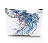 Borsa da viaggio a tema alla moda, borsa per cosmetici, oggetti alla moda con scarpe con tacco alto, borsa per il trucco in lino, ottimo regalo per viaggi, viola bianco, 17,8 x 22,9 cm, Blu Bianco_19,