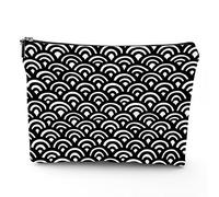 Borsa da viaggio a tema alla moda, borsa per cosmetici, oggetti alla moda con scarpe con tacco alto, borsa per il trucco in lino, ottimo regalo per viaggi, viola bianco, 17,8 x 22,9 cm, Nero