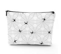 Borsa da viaggio a tema circo, trousse per cosmetici, paesaggi da circo, design piatto, borsa per il trucco in lino, ottimo regalo per viaggi, multicolore, 17,8 x 22,9 cm, Bianco Nero_2, Taglia unica,
