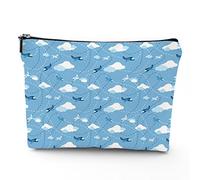 Borsa da viaggio a tema spiaggia, trousse per cosmetici, palme da spiaggia delle Maldive, borsa per il trucco in lino, ottimo regalo per viaggi, blu verde, 17,8 x 22,9 cm, Blu_3, Taglia unica, Beauty