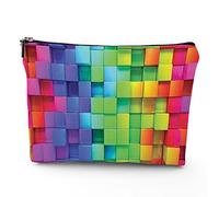 Borsa da viaggio a tema spiaggia, trousse per cosmetici, palme da spiaggia delle Maldive, borsa per il trucco in lino, ottimo regalo per viaggi, blu verde, 17,8 x 22,9 cm, Colore arcobaleno_19, Taglia