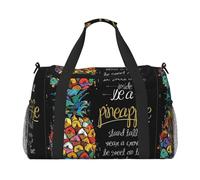 Borsa da viaggio a tracolla a tracolla leggera e impermeabile di grande capacità colorata con frutta e ananas, Nero , Taglia unica