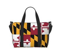 Borsa da viaggio a tracolla con bandiera del Maryland, 41 cm x 29 cm x 15 cm, borsa da viaggio per la notte, borsa tote unisex, Nero , Taglia unica