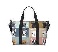 Borsa da viaggio a tracolla con bulldog francese, 41 cm x 29 cm x 15 cm, borsa da viaggio per la notte, borsa tote unisex, Nero , Taglia unica
