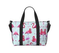 Borsa da viaggio a tracolla con fenicotteri rosa (3), 41 cm x 29 cm x 15 cm, borsa da viaggio per la notte, borsa tote unisex, Nero , Taglia unica