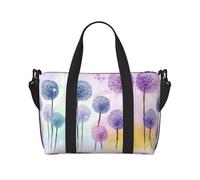 Borsa da viaggio a tracolla con fiori colorati e farfalle viola, adatta per brevi viaggi e allenamenti in palestra