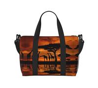 Borsa da viaggio a tracolla con giraffa africana, 41 cm x 29 cm x 15 cm, borsa da viaggio con fondo per sedia, borsa da cabina, borsa per la notte, borsa tote unisex, Nero , Taglia unica