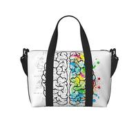 Borsa da viaggio a tracolla con immagine geometrica del cervello con immagine scientifica, 41 cm x 29 cm x 15 cm, borsa da viaggio per la notte, borsa tote unisex, Nero , Taglia unica