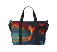 Borsa da viaggio a tracolla con motivo fenice, arancione, rosso, 41 cm x 29 cm x 15 cm, borsa da viaggio per la notte, borsa tote unisex, Nero , Taglia unica