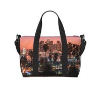 Borsa da viaggio a tracolla con palme Los Angeles, borsa da viaggio a spalla singola, borsa sportiva e fitness borsa da viaggio, Nero , Taglia unica