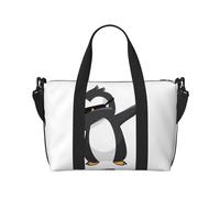 Borsa da viaggio a tracolla con pinguino, 41 cm x 29 cm x 15 cm, borsa da viaggio con fondo sedia, borsa da cabina, borsa da notte, borsa tote unisex, Nero , Taglia unica